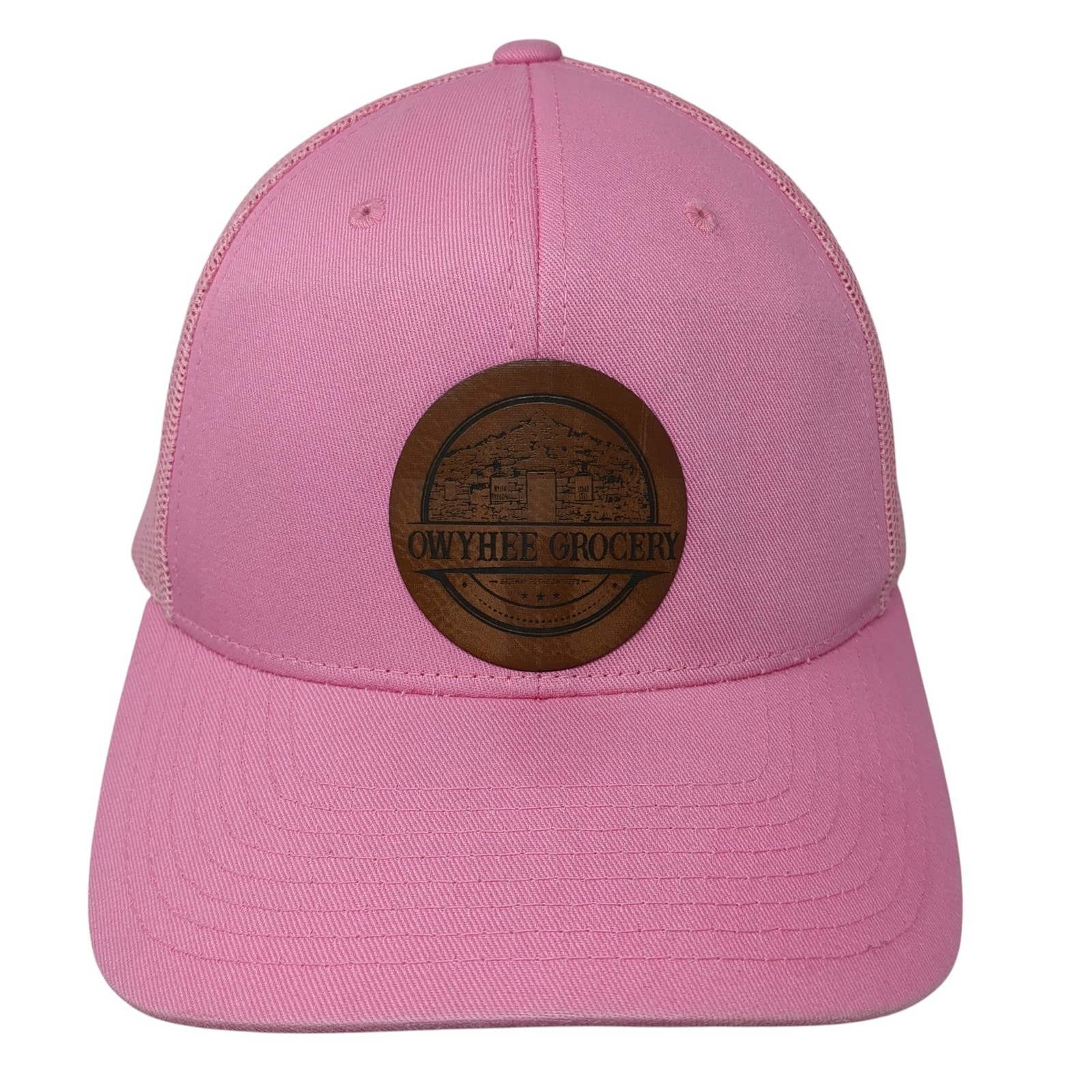 Owyhee Grocery Snapback Trucker Hat Pink One Size Adjustable Classics Yupoong